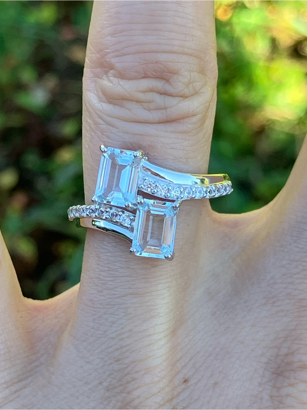 Genuine Aquamarine Sterling Silver Ring Size 8